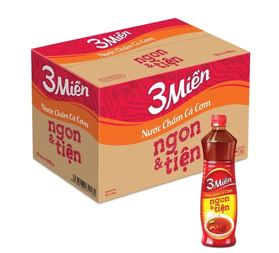 Nước chấm Cá cơm 3 Miền ngon và tiện chai 800 ml Thùng 18 chai